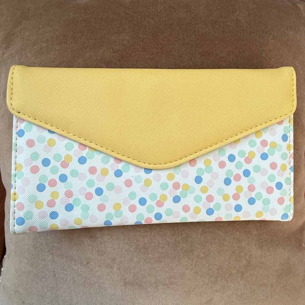 Yellow and Multicolor Polka Dot Women's Clutch! NWOT! - Picture 1 of 5